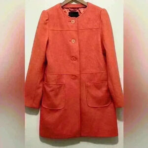 Mossimo Wool Peacoat, Women’s Size Small, Coral Orange, Collarless, Button Up